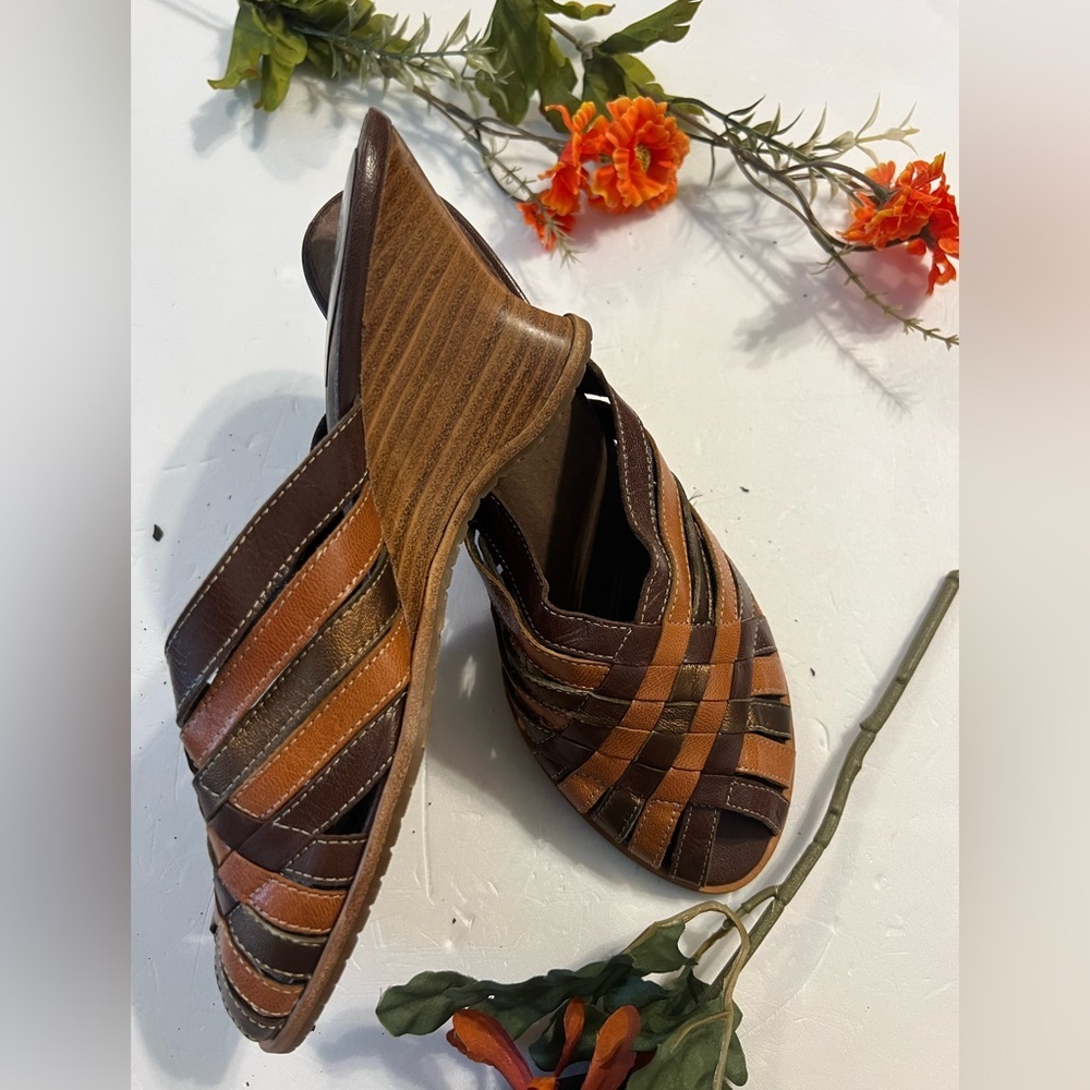 Me Too Brown and Tan Striped Flats